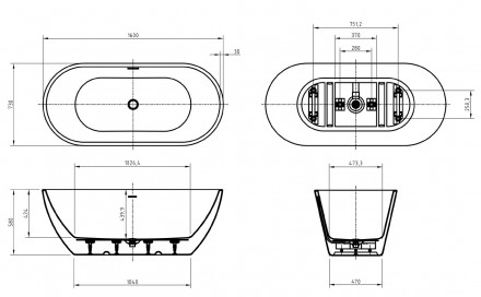 BelBagno UNO BB701-1600-730-K акриловая ванна