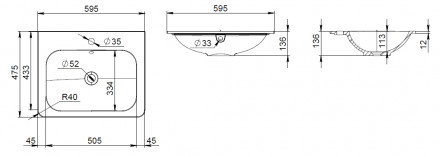 AM.PM BLISS L M55WPX0601WG раковина мебельная 60