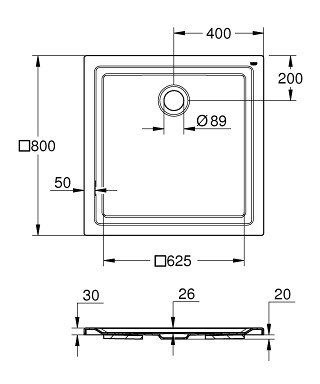 GROHE 39302000 душевой поддон 80x80