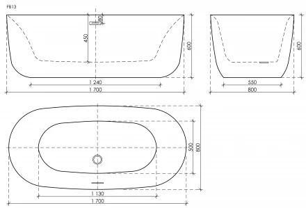 Sancos Space FB13 ванна акриловая 170x80x60