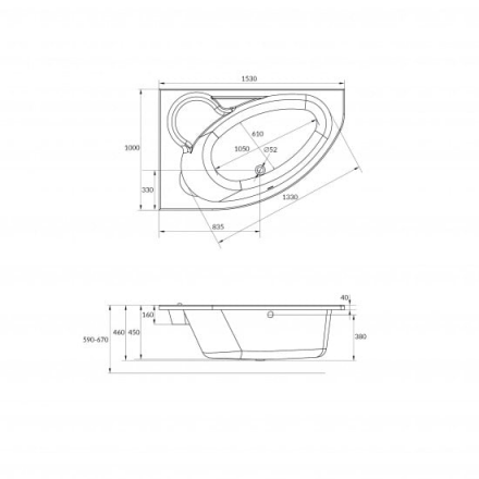 Cersanit Kaliope 153 WA-Kaliope*153-L ванна акриловая 153x100