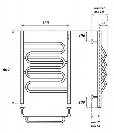 POINT PN01156SE П5 500x600 полотенцесушитель электрический