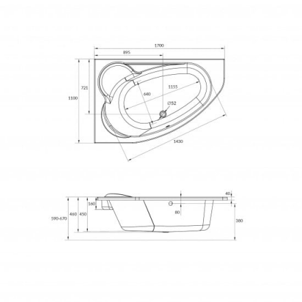 Cersanit Kaliope 170 WA-Kaliope*170-L ванна акриловая 170x100