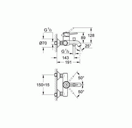 Grohe BauClassic 32865000 Смеситель для ванны