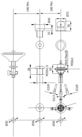 Vega Vella 91A19000000 ASD Смеситель на борт ванны (3 элемента)
