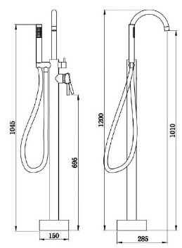 BOCH MANN BRAIES Matt Black BM8921 Смеситель напольный для отдельностоящей ванны