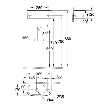 GROHE Euro Ceramic 39327000 раковина 369x179