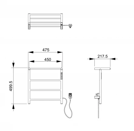 Wonzon &amp; Woghand Bonn WW-AL402-BR Полотенцесушитель электрический с полкой темный графит