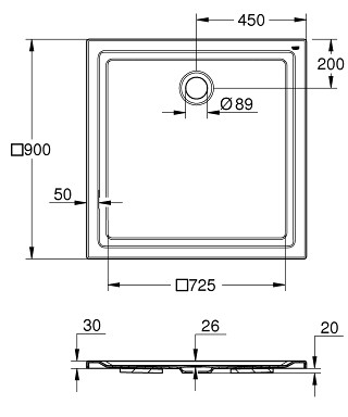 GROHE 39301000 душевой поддон 90x90