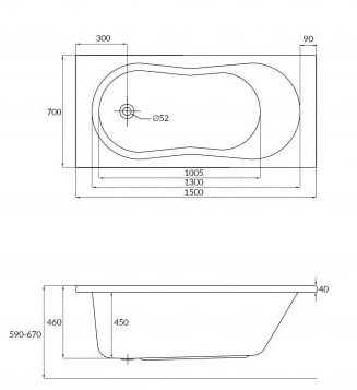 Cersanit Nike 150 WP-Nike*150 ванна акриловая 150x70