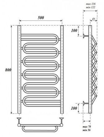 POINT PN01158SE П7 500x800 полотенцесушитель электрический