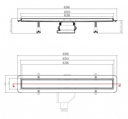 Pestan Betto Line 650 Душевой лоток с решеткой