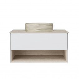 Kerama Marazzi Plaza Modern 100 тумба подвесная с ящиком и полкой, белая