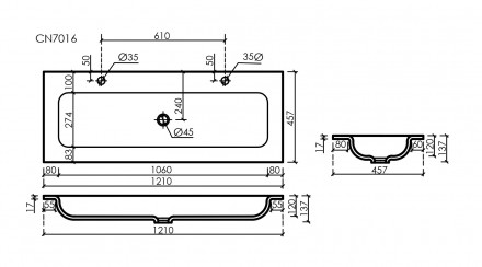 Sancos Grace CN7016MB раковина 120 см