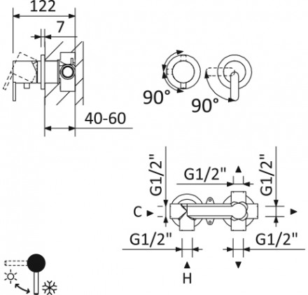 CEZARES LEAF-VDIM3-L-BIO встраиваемый смеситель
