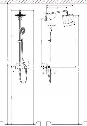 Hansgrohe Raindance ShowerPipe 27115000 Душевая стойка с поворотным держателем