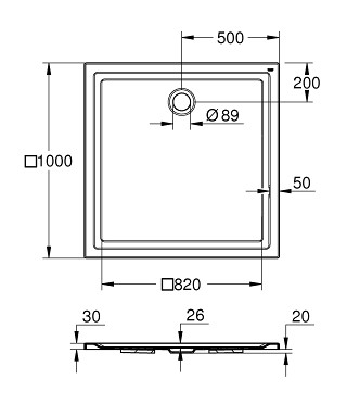 GROHE 39300000 душевой поддон 100x100