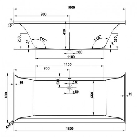 Vagnerplast Veronella 180x80 акриловая ванна