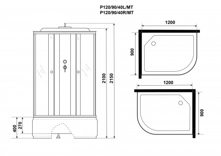 Niagara Promo P120/90/40L/MT 120x90 душевая кабина