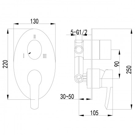 Lemark Atlantiss LM3228C смеситель для ванны и душа, встраиваемый