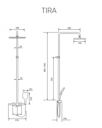Milleau Tira MLHA223PDD-MB Душевая система