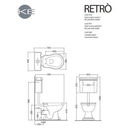 Kerasan Retro 1011 Напольный унитаз (чаша)