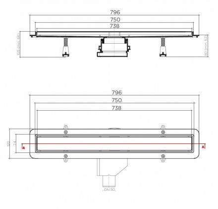Pestan Betto Line 750 Душевой лоток с решеткой