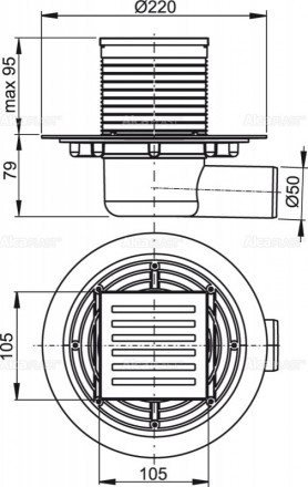 AlcaPlast APV103 Трап для душа с боковым отводом