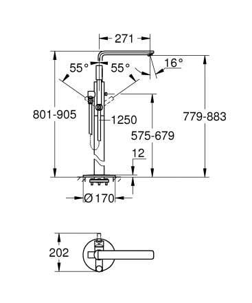Grohe Lineare New 23792DC1 Смеситель для ванны напольный