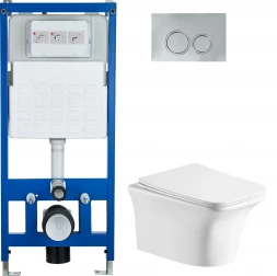 Cerutti SPA Комплект Инсталляция CR555 + Подвесной безободковый унитаз CT9034 + Кнопка смыва CR05CH