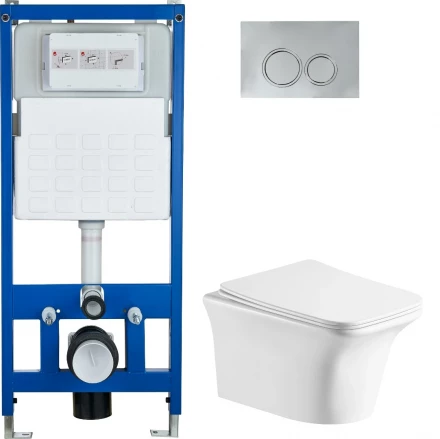 Cerutti SPA Комплект Инсталляция CR555 + Подвесной безободковый унитаз CT9034 + Кнопка смыва CR05CH