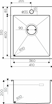 Omoikiri Akisame 41-LG мойка 410x510 светлое золото