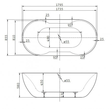 Belbagno BB28 Белая акриловая ванна 179.5x85.5