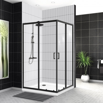 Belbagno UNO-195-AH-2-120/100-C-NERO душевой угол стекло прозрачное