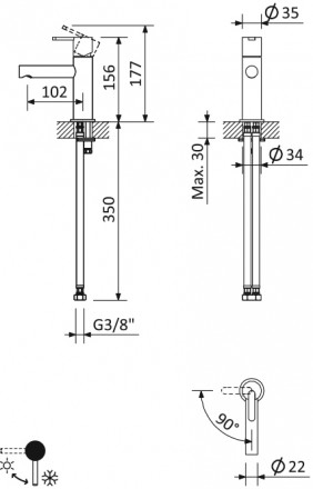 CEZARES LEAF-LSM1-L-SS смеситель для раковины