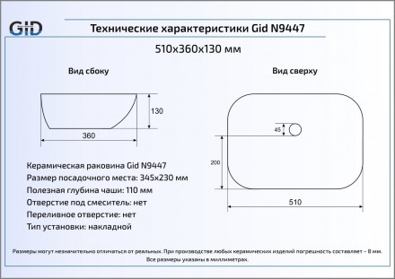 Gid N9447 раковина