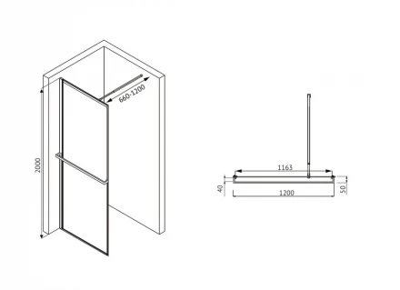ABBER Immer Offen AG60120B душевая перегородка