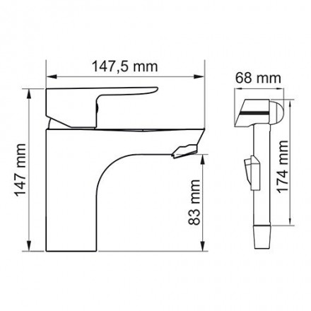 Wasserkraft Leine 3508 Смеситель для раковины с гигиенической лейкой
