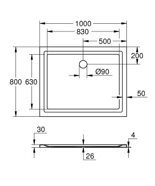 GROHE 39306000 душевой поддон 100x80