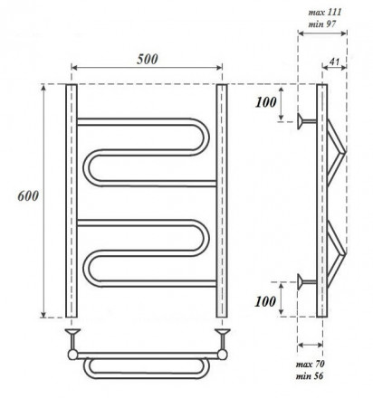 POINT PN01156E П2 500x600 полотенцесушитель электрический