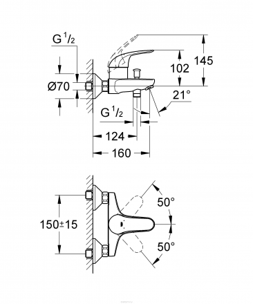 Grohe Euroeco 32743000 Смеситель для ванны