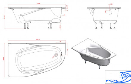 Ванна Astra-Form Селена Solid Surface правая