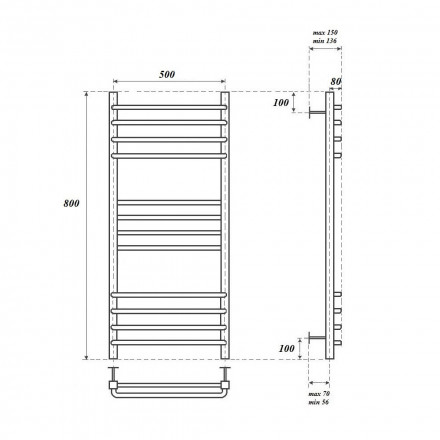 Полотенцесушитель водяной Point PN90158S П12 500x800, хром