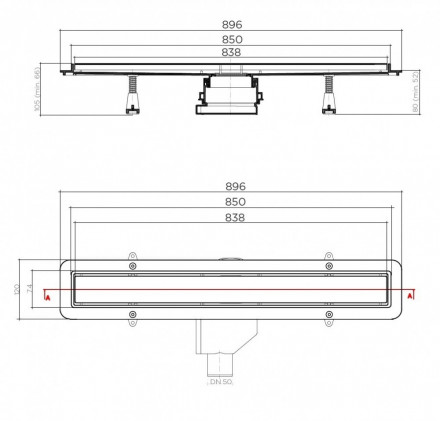 Pestan Betto Line 850 Душевой лоток с решеткой