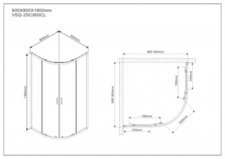 Vincea Scala VSQ-2SC900CL душевой уголок