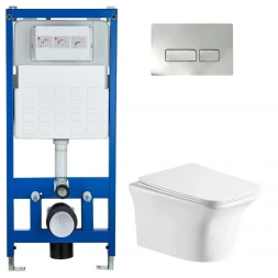 Cerutti SPA Комплект Инсталляция CR555 + Подвесной безободковый унитаз CT9034 + Кнопка смыва CR02CH