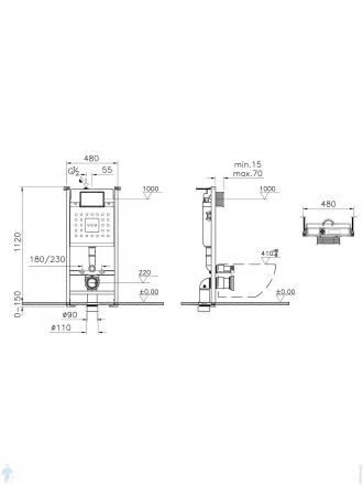 Vitra 800-1874 комплект инсталляция Core 732-5800-01 и панель смыва Root R 740-2211