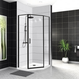 Belbagno UNO-195-P-1-90-C-NERO душевой угол стекло прозрачное