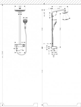 Hansgrohe Raindance Select E 300 2jet Showerpipe 27126400 Душевая стойка