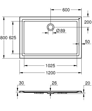 GROHE 39305000 душевой поддон 120x80